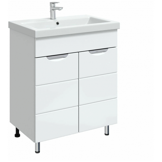 Тумба с раковиной AURA Техно 60 напольная, белая