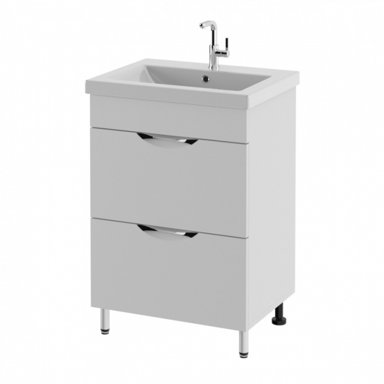 Тумба с раковиной AURA Техно 70-2 напольная, белая