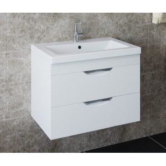 Тумба с раковиной AURA Техно 70-2 пд подвесная, белая