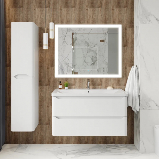 Тумба с раковиной AURA Токио 100-2 пд подвесная, белая