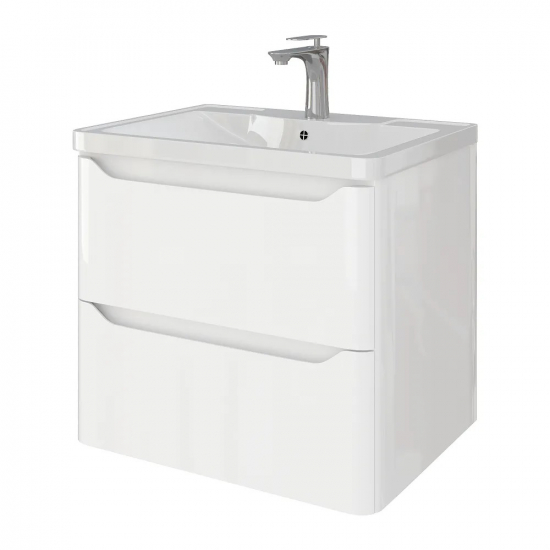 Тумба с раковиной AURA Токио 60-2 пд подвесная, белая