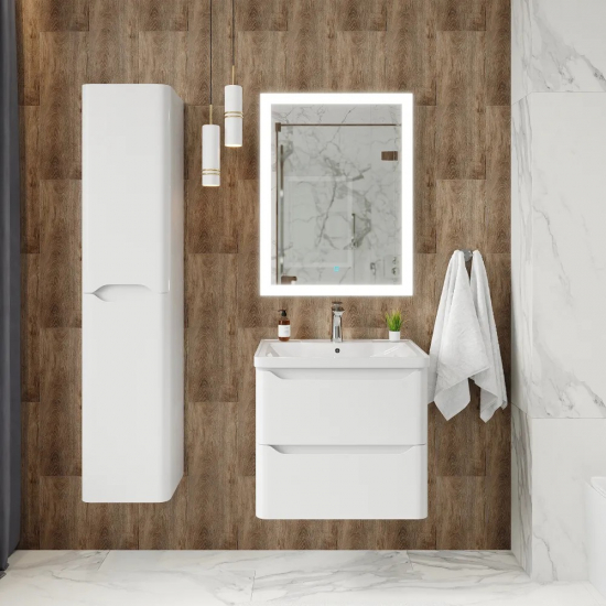 Тумба с раковиной AURA Токио 60-2 пд подвесная, белая