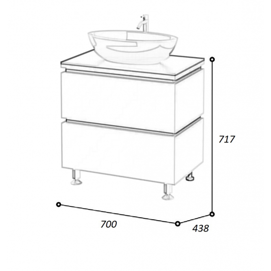 Тумба с раковиной AURA Триумф 70-2 напольная, славянский дуб