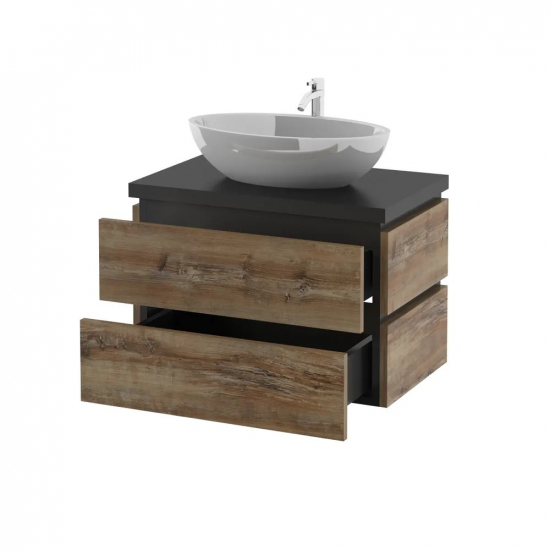 Тумба с раковиной AURA Триумф 70-2 пд подвесная, славянский дуб