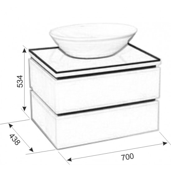 Тумба с раковиной AURA Триумф 70-2 пд подвесная, славянский дуб
