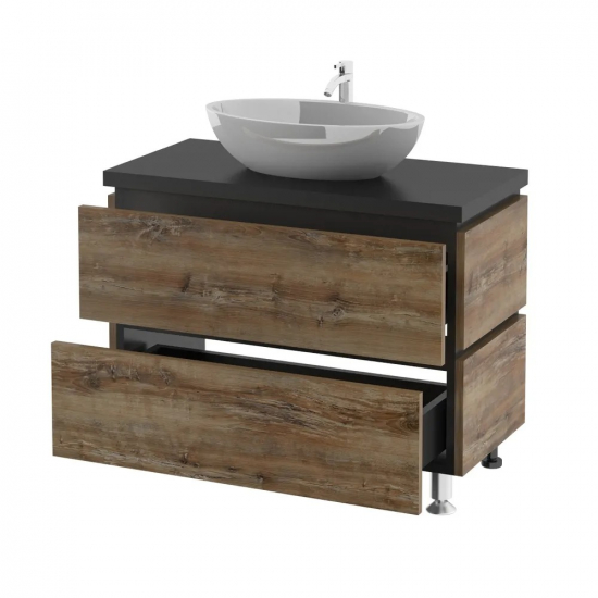 Тумба с раковиной AURA Триумф 90-2 напольная, славянский дуб