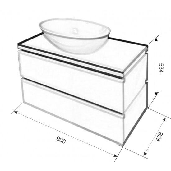 Тумба с раковиной AURA Триумф 90-2 пд подвесная