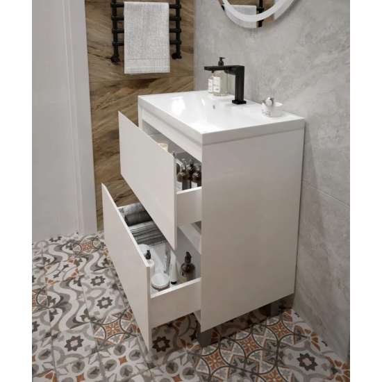 Тумба с раковиной AURA Vanessa 60-2 напольная, белая