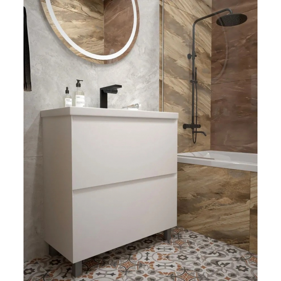 Тумба с раковиной AURA Vanessa 80-2 напольная, белая