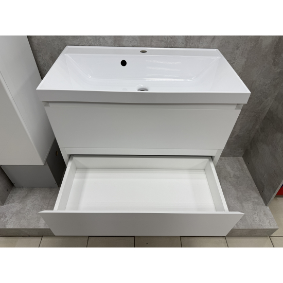 Тумба с раковиной AURA Vanessa 80-2 пд подвесная, белая