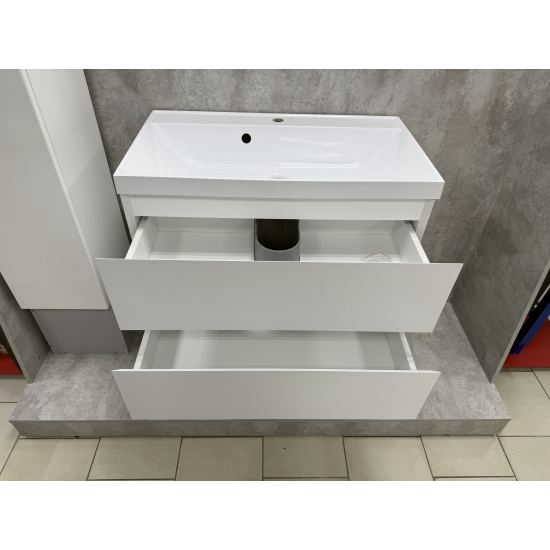 Тумба с раковиной AURA Vanessa 80-2 пд подвесная, белая