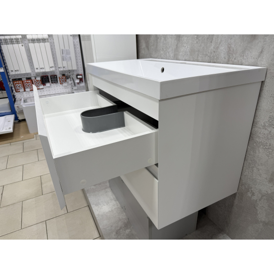 Тумба с раковиной AURA Vanessa 80-2 пд подвесная, белая