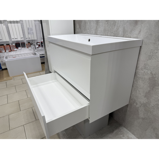 Тумба с раковиной AURA Vanessa 80-2 пд подвесная, белая