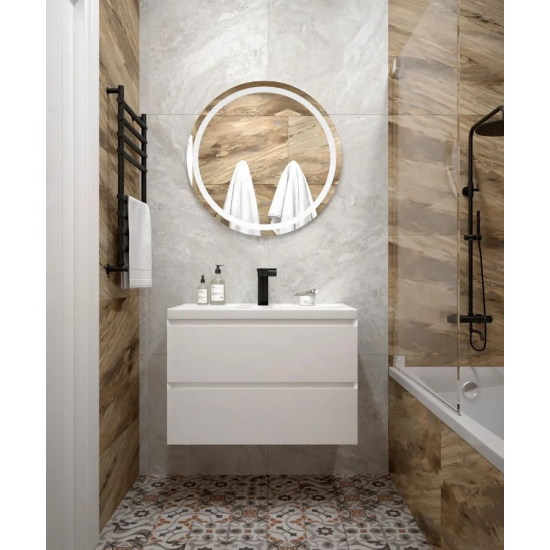 Тумба с раковиной AURA Vanessa 80-2 пд подвесная, белая