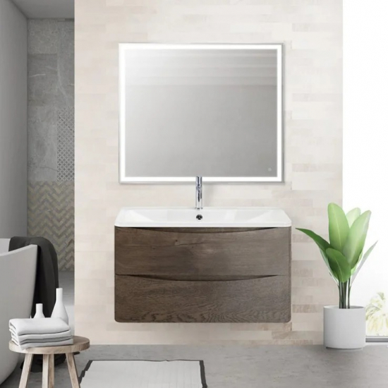Тумба с раковиной BELBAGNO Acqua 90 подвесная, robere nature grigio
