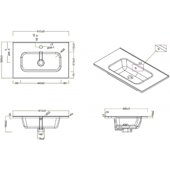 Тумба с раковиной BELBAGNO Etna 39 60 rovere moro