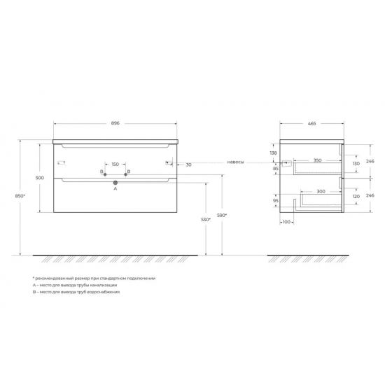 Тумба с раковиной BELBAGNO Etna 90 bianco lucido