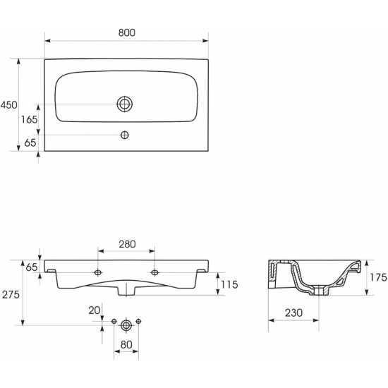 Тумба с раковиной CERSANIT Colour 80 раковина como 80