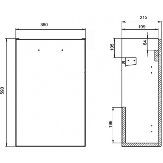 Тумба с раковиной CERSANIT Lara 40 орех, раковина como 40