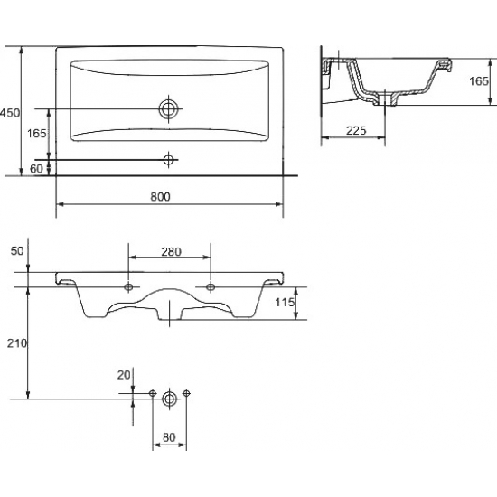 Тумба с раковиной CERSANIT Lara 80 белая, раковина como 80