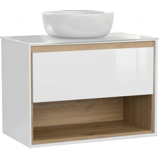 Тумба с раковиной CERSANIT Louna 80 со столешницей и раковиной Moduo 40 RING