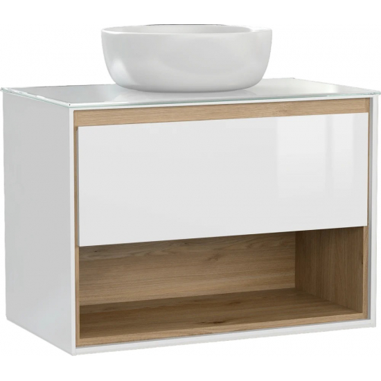 Тумба с раковиной CERSANIT Louna 80 со столешницей и раковиной Moduo 40 RING