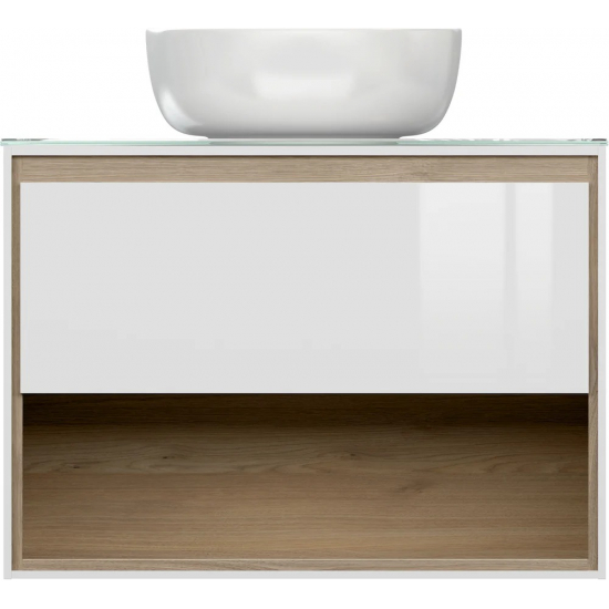 Тумба с раковиной CERSANIT Louna 80 со столешницей и раковиной Moduo 40 RING