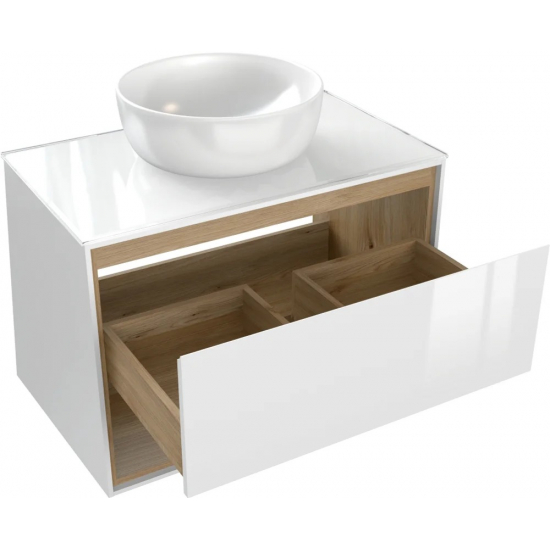 Тумба с раковиной CERSANIT Louna 80 со столешницей и раковиной Moduo 40 RING