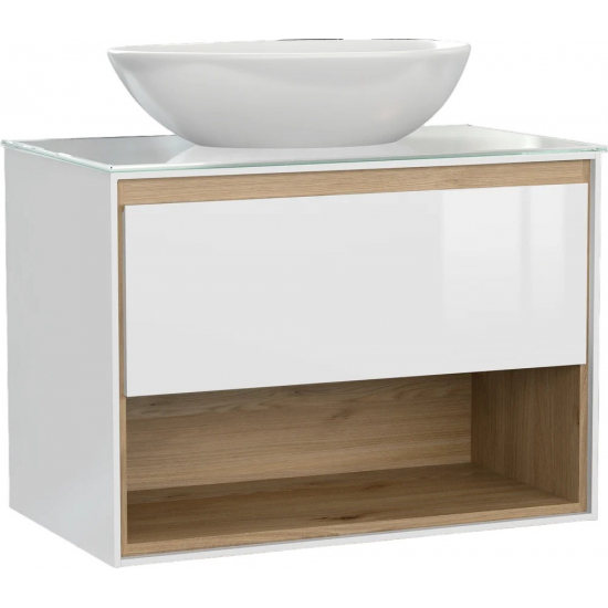 Тумба с раковиной CERSANIT Louna 80 со столешницей и раковиной Moduo 55 Leaf
