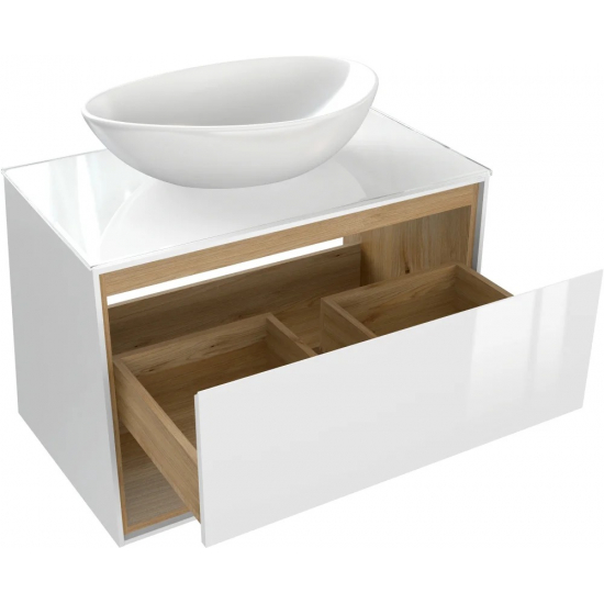 Тумба с раковиной CERSANIT Louna 80 со столешницей и раковиной Moduo 55 Leaf