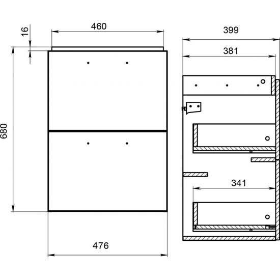 Тумба с раковиной CERSANIT Melar 50 раковина como 50 