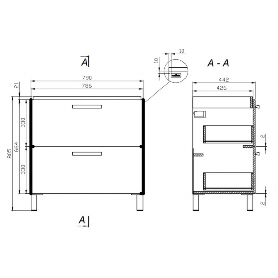 Тумба с раковиной CERSANIT Melar 80 раковина como 80