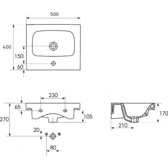 Тумба с раковиной CERSANIT Moduo 50 белая