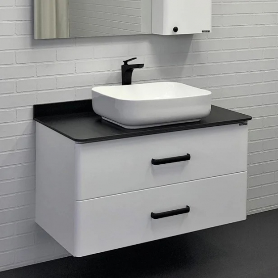 Тумба с раковиной COMFORTY Амстердам 95 черная матовая столешница