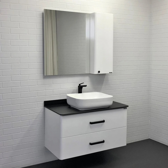 Тумба с раковиной COMFORTY Амстердам 95 черная матовая столешница