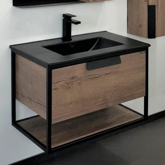 Тумба с раковиной COMFORTY Бонн 75 дуб темный