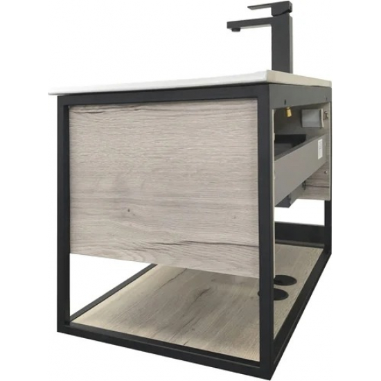 Тумба с раковиной COMFORTY Бонн 75 подвесная, дуб дымчатый, графит