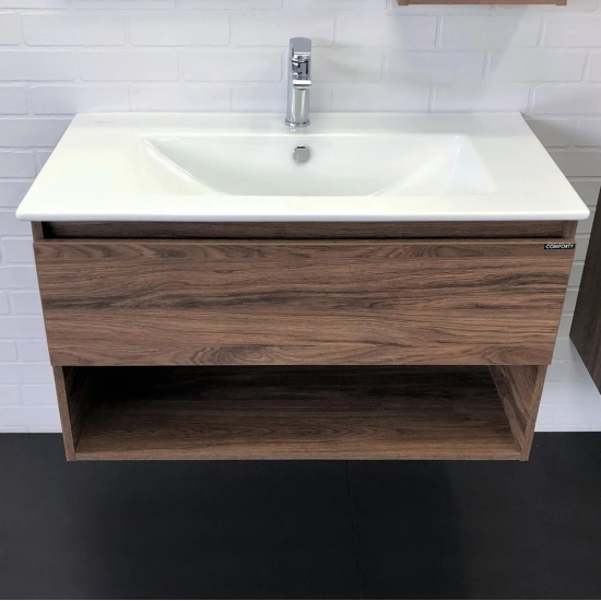 Тумба с раковиной COMFORTY Бордо 90 дуб темно-коричневый