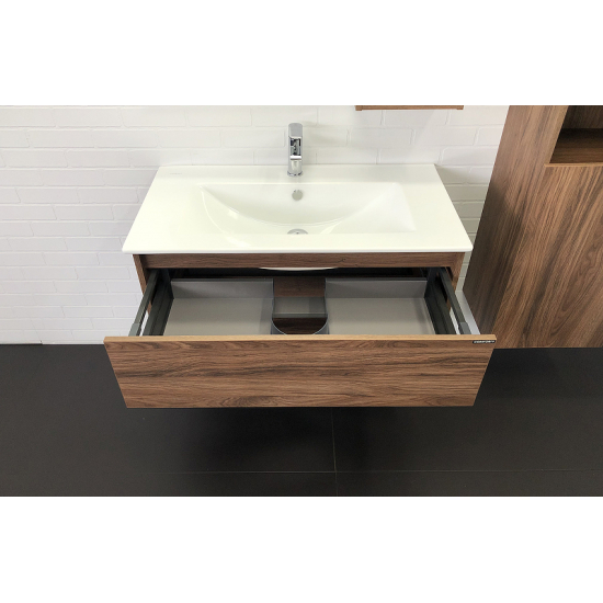 Тумба с раковиной COMFORTY Бордо 90 дуб темно-коричневый