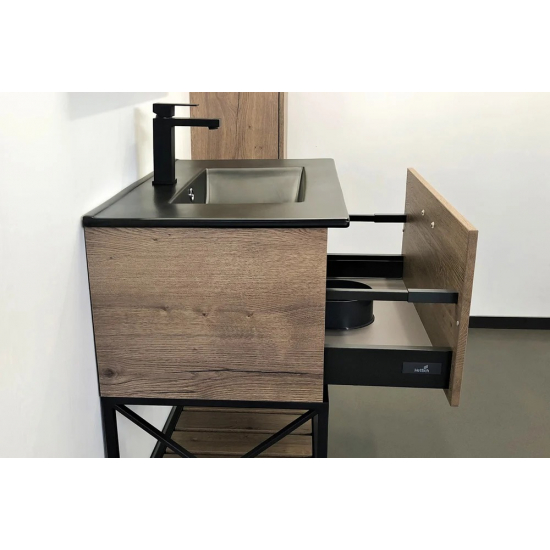 Тумба с раковиной COMFORTY Бредфорд 75, дуб темный