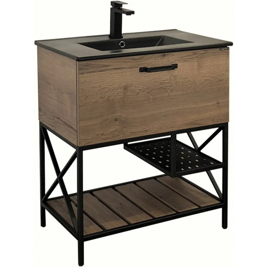 Тумба с раковиной COMFORTY Бредфорд 75, дуб темный