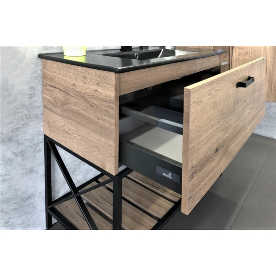 Тумба с раковиной COMFORTY Бредфорд 90 дуб темный