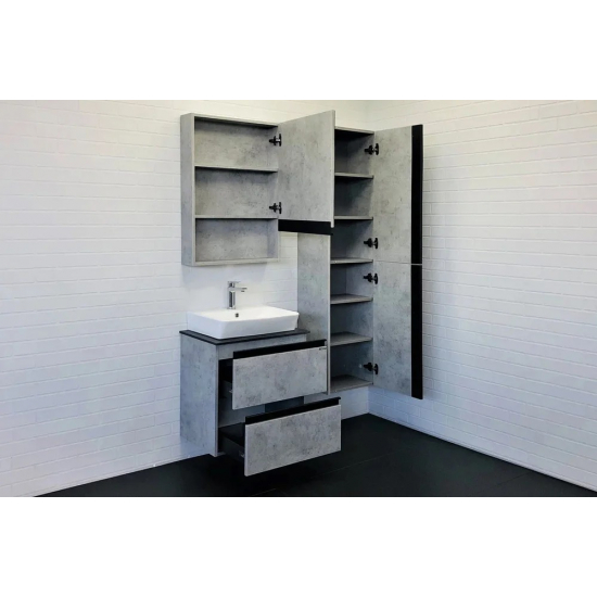 Тумба с раковиной COMFORTY Эдинбург 60-2 подвесная, бетон светлый, раковина 9055RA-50
