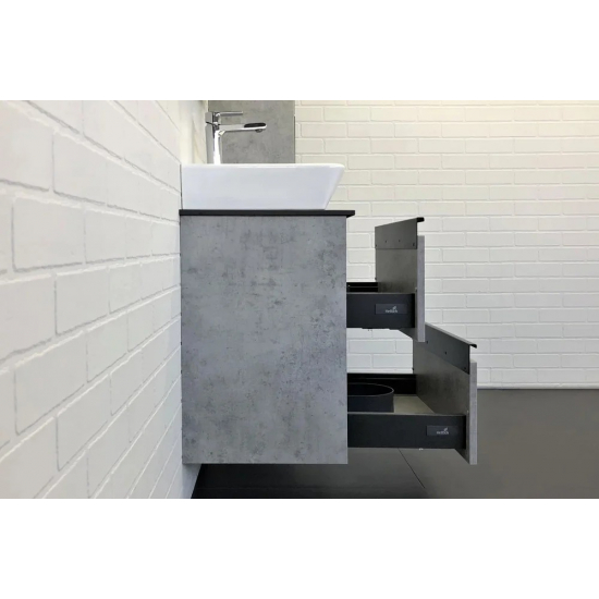 Тумба с раковиной COMFORTY Эдинбург 60-2 подвесная, бетон светлый, раковина 9055RA-50