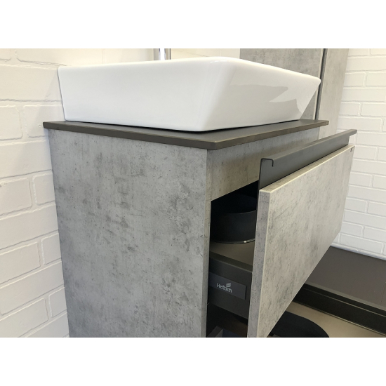 Тумба с раковиной COMFORTY Эдинбург 60-2 подвесная, бетон светлый, раковина 9055RA-50
