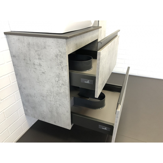 Тумба с раковиной COMFORTY Эдинбург 60-2 подвесная, бетон светлый, раковина 9055RA-50