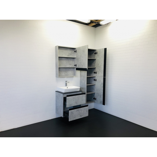 Тумба с раковиной COMFORTY Эдинбург 60-2 подвесная, бетон светлый, раковина 9055RA-50