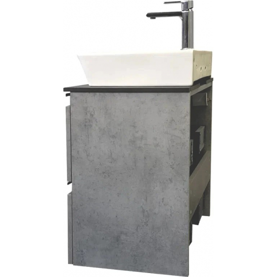 Тумба с раковиной COMFORTY Эдинбург 60-2 подвесная, бетон светлый, раковина 9055RA-50