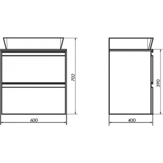 Тумба с раковиной COMFORTY Эдинбург 60-2 подвесная, бетон светлый, раковина 9055RA-50