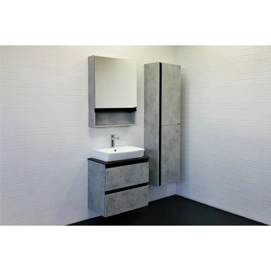 Тумба с раковиной COMFORTY Эдинбург 60-2 подвесная, бетон светлый, раковина 9055RA-50